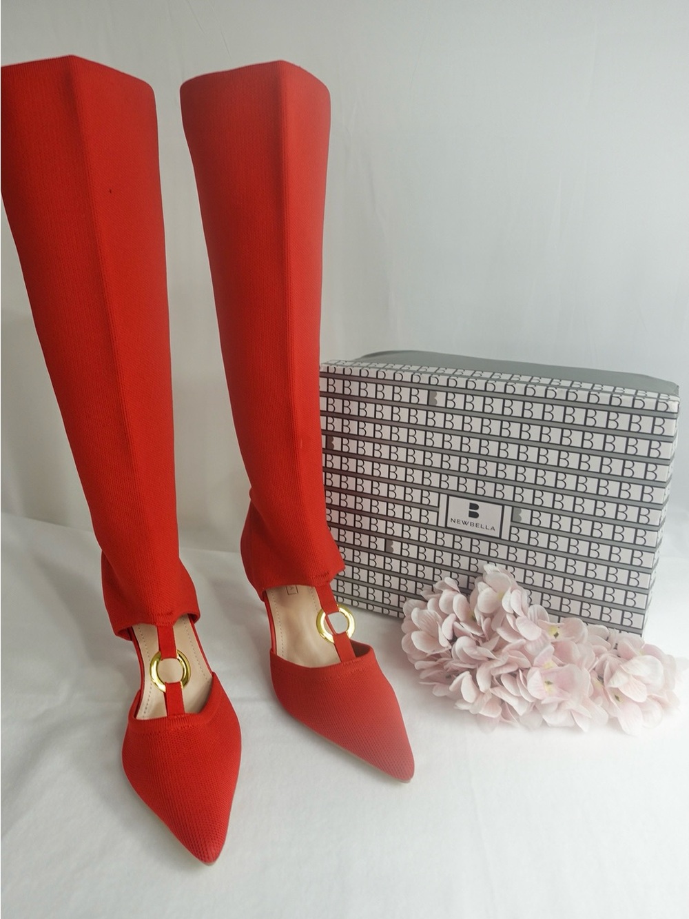 Newbella Red Knee-High Boots | Size 6.5 | Statement Fashion